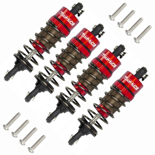 TOOMOD 1/10 62 mm RC ölgefüllte Stoßdämpfer-Set für Tamiya TT-01 TT-02 / Hyper Go 1/14 H14BM 14209 / Losi v100 Upgrades Ersatzteile (rot)
