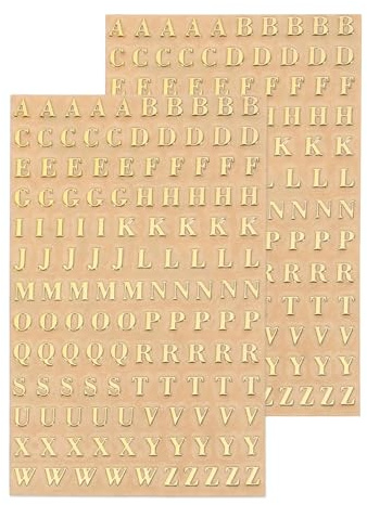 QUARKZMAN 2 Blätter Buchstaben Aufkleber, 3mm 3D Selbstklebende Groß Klebebuchstaben Sticker für Postfach,Schilder,Adressnummer,DIY Scrapbooking,Dekoration,Gold（Buchstaben A-Z)