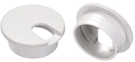 QUARKZMAN 2 Stück Kabeldurchführung, 1,38 Zoll/35 mm ABS Schreibtisch Kabel Drahtdurchführung Lochabdeckung für Büro Computer Schreibtisch Kabel Organizer, Weiß