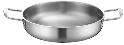 Padella In Acciaio Inossidabile Dorato Padella Doppia Cucina Di Cucina Rotonda Di Padella a Fondo Piatto Sukiyaki Che Serve Pentola Padella Fritta Per Casa Per Le Fo Silver-26cm