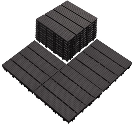 Piastrelle ad incastro, 27 pezzi per pavimenti esterni per patio, 30,5 x 30,5 cm, piastrelle ad incastro per esterni per tutte le stagioni, pavimentazioni impermeabili per patio, piscina, balcone