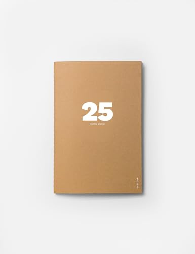 OCTÀGON DESIGN Petit planificateur mensuel 2025 de janvier à décembre 2025 Format A5 Format A5 Papier kraft Couverture souple