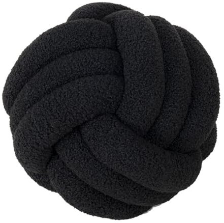 champracer Knotenkugelkissen Zierkissen Aesthetic Sofakissen aus Teddysamt Knotbugelwurf Kissen Ultra weiche handgewebte Knotbugel Lamm Samtsofa Kissen verwendet für Wohndekoration (22cm,schwarz)