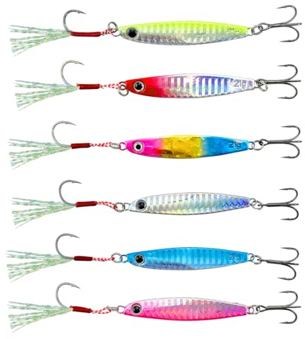 6 Pack 21g Hard Metal Sea Fishing Spinners, Spoon Lure Baits Tackle for Freshwater & Saltwater, Perfect for Bass Mackerel Trout