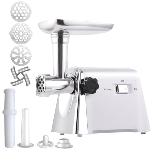 GAYAYAS Picadora de Carne Eléctrica, Máquina para Picar Carne Profesional, 800W, Multifuncional con 3 Placas de Corte y Embutidor de Salchichas