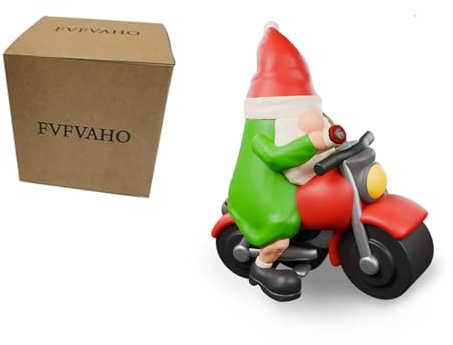 FVFVAHO Gnomes Decorations, Motorcycle Biker Funny Gnome, Handmade Statue Gnomes for Decorations Indoor Christmas Tree, Display on Mantel