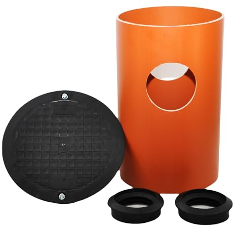 KG Abwasserrohr DN315 0,5m/1m Mit Anschluss 2xDN110/2xDN160, Manschette, Drainageschacht, Deckel, Sickerschacht, Kontrollschacht, Drainage, Dachrinne (0,5m Rohr 2x Manschette 110)