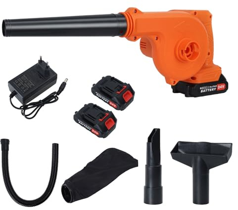 Fiauli Soffiatore elettrico senza fili, soffiatore elettrico per la cura del prato, alimentato a batteria per la rimozione di foglie da giardino, terrazze, grondaie, vialetti e molto altro ancora. EU