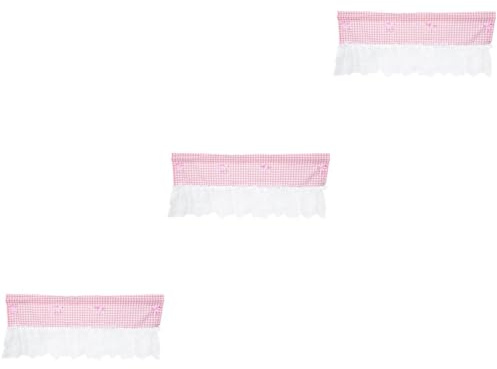 Amosfun 3 Pz Cortina di Pizzo Tende da Doccia Rosa mantovana da Cucina Bedroom Decoration Arredamento casa Tendina Drappo Decorativo per finestre per Finestra Poliestere (Poliestere)