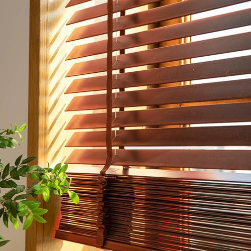 TZYYAO Holzjalousien 45cm 60cm 80cm 105cm 115cm 120cm 125cm Breite,Horizontale Jalousien Für Fenster,Innen- Verdunkelungs Sonnenschutz Jalousien,Massivholz Jalousien Mit Band,WxH-45x100cm/17.7x39in