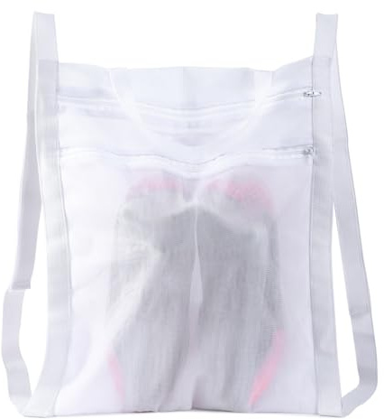 Sneaker Wash & Dry Net Bag for Dryer, Reused Laundry Bag, 15.7x13.8 Inch Large HoneyComber Mesh Bags with Zipper and Strap for Shoes, Clothing (1pcs Double Layer)