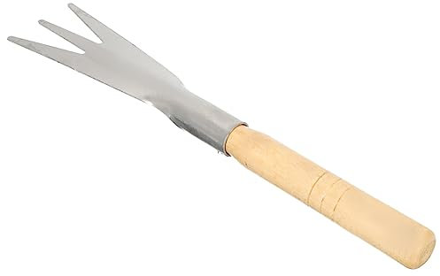 KONTONTY Palita Jardinería con Mango Madera Pala Manual De Dientes Acero Inoxidable para Plantar Deshierbar y Trasplantar Herramienta Práctica para Huerto y Jardín