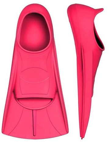ENEN Pinne Corte Nuoto Piscina Regolabili Taglia 24-47, Pinne Snorkeling in Silicone Morbide per Allenamento Unisex per Bambini e Adulti Uomini Donne (Q3-A26 Rosa caldo,XL(42-44))