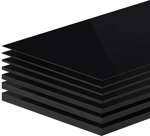 TIHONORI Plaque Polypropylène Noire 4mm – Feuille Plastique Rigide pour Étagères, Plans de Travail, Ateliers et Découpe Personnalisée,40×50cm