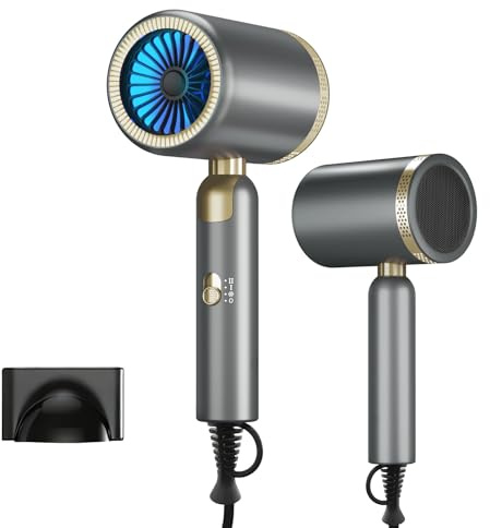 Hair Dryer for Women & Men, 1800W Foldable Ionic Hairdryer, Compact & Lightweight Blow Dryer with Even Heat, Ceramic Tec, No Heat Damage, Fast Drying, Anti Frizz, Foldable Hair Dryers