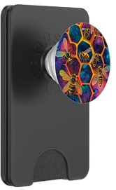 Bee Art Honeybee Flower Pattern Honeycomb Graphic PopSockets PopWallet for MagSafe