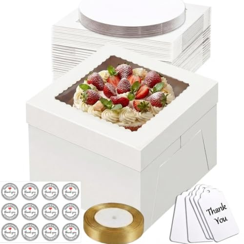 Fukmory 5 juegos de Cajas para Tartas, 30,5 x 30,5 x 20,3 cm