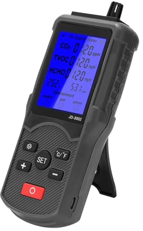 8 in 1 Air Tester CO2 Meter Gas Analyzer CO2 Sensor TVOC Meter Carbon Dioxide Sensor Temperature Humidity Measuring Device Wide Applications