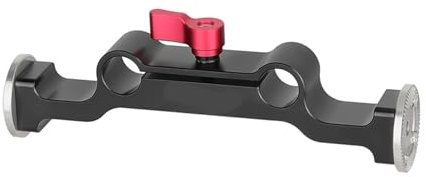 Kompatibel mit ARRI und DSLR, Kameragriff aus Holz mit Rosettenarm und doppelter 15-mm-Stangenklemme for Schulterstative(Red knob)