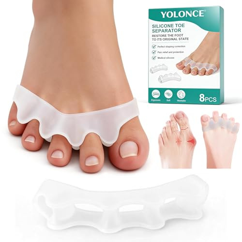 8 Stück Weicher Zehenspreizer aus Silikon,Silikon Zehenspreizer für Damen und Herren,Hallux Valgus Zehentrenner,ideal für alle Zehen,Für täglichen Gebrauch in Schuhen