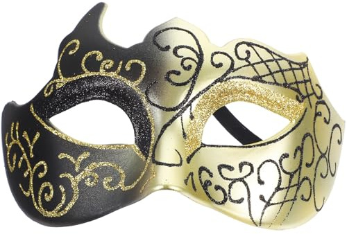 Artibetter Demi-masque de Fête en Plastique Or pour Halloween et Festivals, Facile à Porter, Masque Décoratif Unique pour Femmes et Hommes