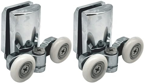 2 x Roulettes de porte de douche en alliage de zinc, roues de 23 mm