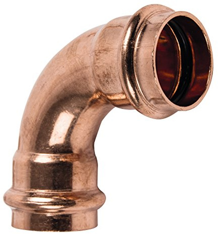 Sanitop-Wingenroth CU-Pressfitting Kupfer-Bogen 90 Grad 5002, 1 Stück, rot / gold, 12739 4