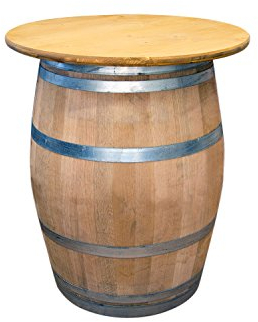 Weinfass als Stehtisch mit Tischplatte D 80 cm - Fass Natur (Eiche Lasur)