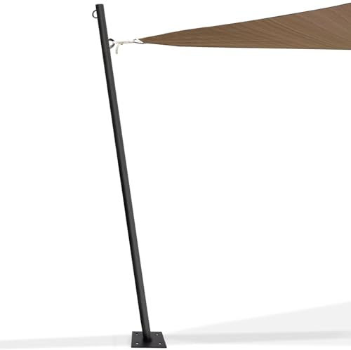 IDMarket - Befestigungsmast für Sonnensegel H. 220 cm Pfosten und Basis aus Stahl | Mit Pfosten und Stahlbasis
