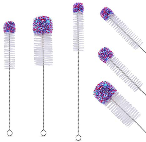 C100AE 3 Pcs Goupillon Bouteille en Verre Brosse Longue Nettoyeur Biberon Lave Bouteille pour Laver la Bouteille de Vin, Paille, Tasse à thé café, Brosse Bouteille(Cuisine et Maison) 3 Tailles