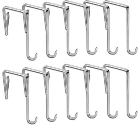 ansd 12 Stück Einhängen, Türhaken Edelstahl Innenseite, Türgarderobe Ohne Bohren, für Küchenschränke Schubladen Küche Badezimmer (Silber)