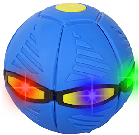 FeiWen Magic UFO Ball mit 3 Lichtern - Verformte Fliegende Untertasse, Frisbee für Eltern-Kind-Spielzeug, Strandspiele, Outdoor-Sport, Geschenk (Z-6 Hellblau)