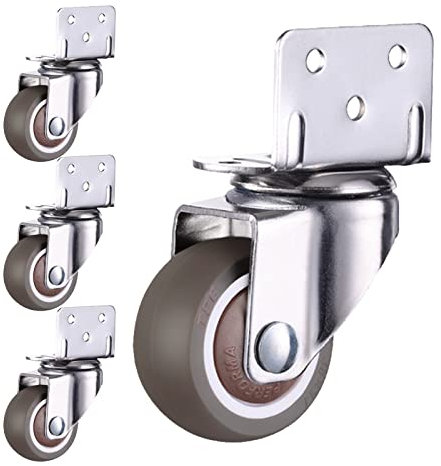 Suwooy 4 Stück Möbelrollen Räder, Lenkrollen Mit L-förmigen Halterungen, Gummitransportrollen, Schwenkrollen Mit Bremse 25mm 32mm 38mm 50mm, Schwerlastrollen, Lenkrollen Für Möbel,4NoBrakes-50mm