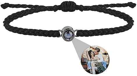 Zopmopae Personalisiertes Foto Armband für Männer Frauen Personalisiertes Foto-Projektions-Armband Verstellbares Kreis-Foto-Armband Ich liebe dich Projektions-Armband in 100 Sprachen