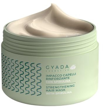 GYADA COSMETICS, Impacco Capelli Rinforzante con Spirulina, Nutriente, Anticaduta, Contrasta le Doppie Punte, Indicato per Capelli Fragili, con Avena e Ginseng, 250 ml, 1