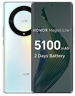 HONOR Magic 5 Lite, Sim-Free & Unlocked Mobile Phones, 5G Smartphone, 8GB+256GB, 6,67” Curved AMOLED 120Hz Display, 64MP Triple Rear Camera, 5100 mAh Battery, Dual SIM, Android 12