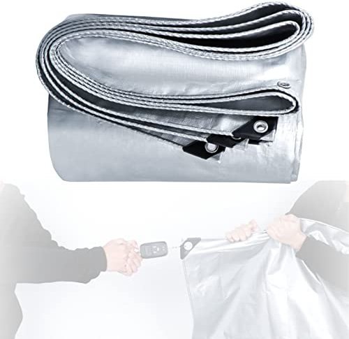 DAKAJA Plane Camping-Plastikplane Silber, wasserdichte Dachplane/Depotabdeckung, Hochleistungsgewächshausplane, Dachpappe für Schuppen, Gartenterrassenplane (Size : 4x10m/13.12x32.8ft)
