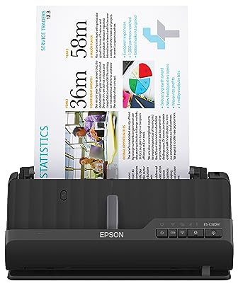 Epson Workforce ES-C320W Wireless Compact Desktop Document Scanner with Dual Scan and Automatic Document Feeder (ADF) for PC and Mac