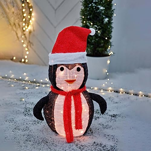 HAC24 XXL Deko LED Weihnachts Pinguin Faltbar Außenbereich Weihnachtspinguin Dekofigur Garten Riesig