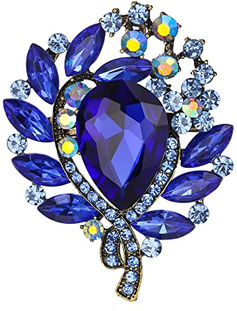 EVER FAITH Braut Runde Strass Brosche Pin, glänzend Tropfen Marquise Kristall Vintage Pin Schmuck Geschenk für Damen