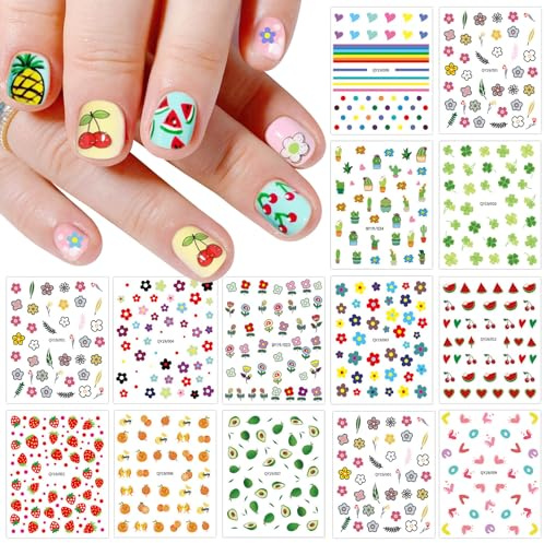 Nagelsticker Kleines Mädchen, 20 Blatt Selbstklebend Nagelaufkleber Nail Art Sticker Dekoration Nageldesign Zubehör für Kinder