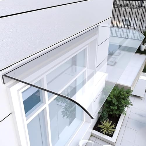 2PC Window Door Wall Frosted Canopy, 15.8 x 23.6 Inch Door Shelter Window Cover Window Awning PET for Sun UV Rain Shelter
