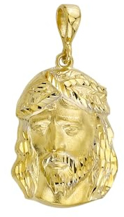 JC Trauringe Gold Anhänger Jesuskopf in Echt 585 Gold klassische, schlichte Jesus Christus Kopf Goldanhänger Goldschmuck Unisex Herren Schmuck Kettenanhänger in Gelbgold inkl. Schmucketui 8593