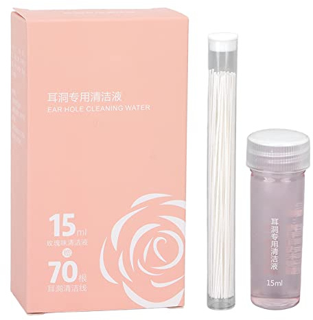 Ohrloch Reiniger, 70 Stück Ohrloch-Floss 15ml Ohrringe-Loch-Reinigungslösung Ohrlochreiniger Ohrloch Reiniger Piercing Ohrpiercing Reiniger Floss Ohrring Loch Reiniger