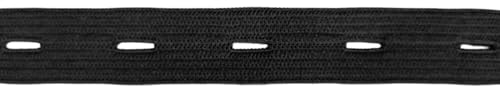 Goma Ojal - 15MM - 3 Colores - Rollo 100 Metros: Cinta Elástica Costura, Goma Elástica con Ojales, Pasacintas Costura, Ideal Para Creaciones De Moda Y Hogar (Negro)