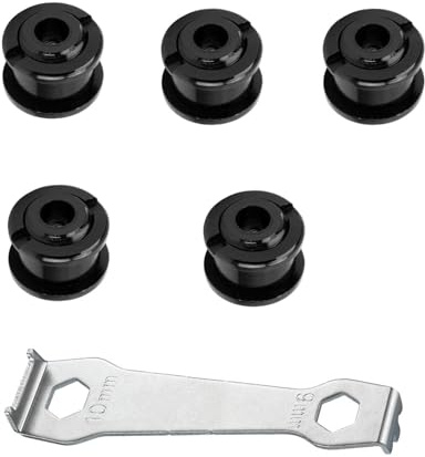 5 Stück Aluminiumlegierung Singlesped/Doppel MTB-Scheibenkettenblattschrauben, M8 Einzelne Kurze Kettenblattschrauben für Rennrad, Mountainbike, MTB, BMX, Fixie mit 1 x Kettenblattmutterschlüssel
