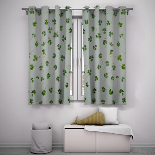 LANDOCROWN Kunst Minimalistischer Moderner Fenstervorhang Stilvolle Hellgrünes Blatt Wärmeisolierte Verdunkelungsvorhänge Raumverdunkelnde Vorhänge 2X B132 x H114 cm