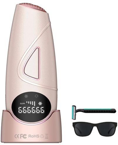 Épilateurs à lumière pulsée, appareil d'épilation au laser IPL, 5 intensités Épilateurs, 2 en 1 pour femmes et hommes, visage, corps, bikini, aisselles, lunettes de sécurité IPL incluses (Rose)