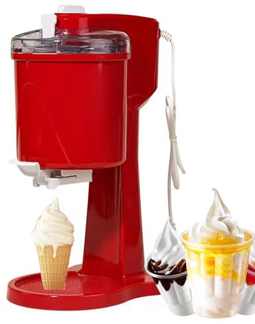 VoOqo 1L Home Soft Serve Ice Cream Machine,18W DIY Kitchen Automatic Mini Fruit Soft Serve Ice Cream Machine, for Cones, Sundaes, Banana Splits, Snow Cups, Ice Cream Balls