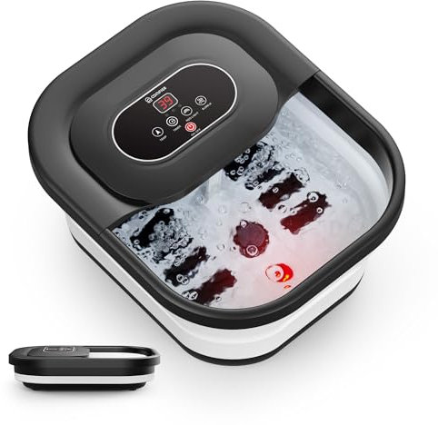 COMFIER Fußbad Massagegerät mit Heizung,Faltbare Elektrische Fussbad,Fußbadewanne mit Wärme und Blasen,35℃-48℃ Temperaturregelung,Massage-Rollen,Bimsstein, Vibration,Timer,Geschenke für Frauen Männer